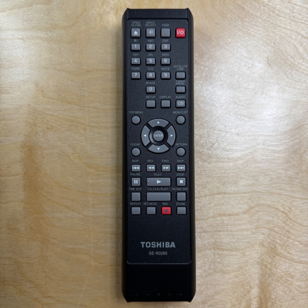 Genuine Toshiba SE-R0265 DVD Recorder Remote Control OEM Replacement Black